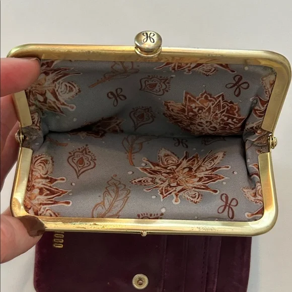 Elegant Burgundy HOBO Wallet with Gold Accents - Picture 4 of 4